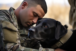 Service dog with solider