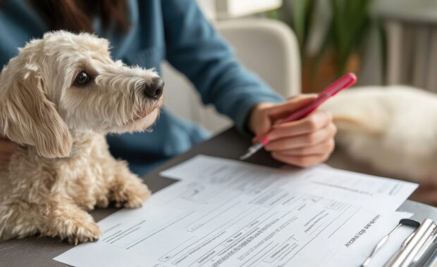 pet owner filling out a pet insurance form online