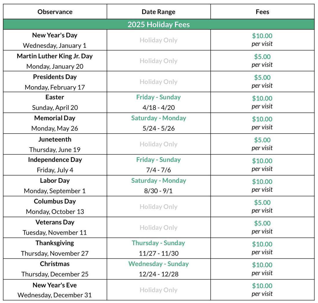 Holiday Pricing