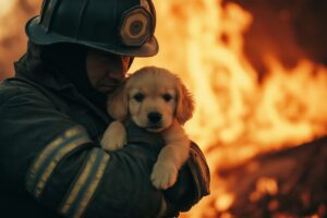 Puppy saved from fire