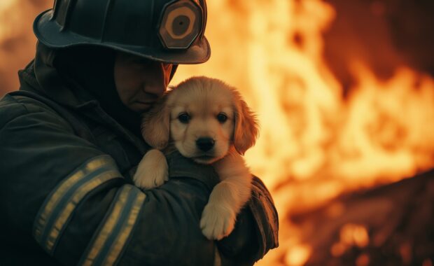 Puppy saved from fire